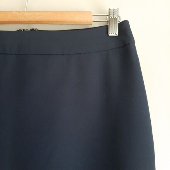 SANDRA ANGELOZZI Pencil Skirt Back Zipper Slit Navy Blue Sz S / Eur 36 - Picture 5 of 13
